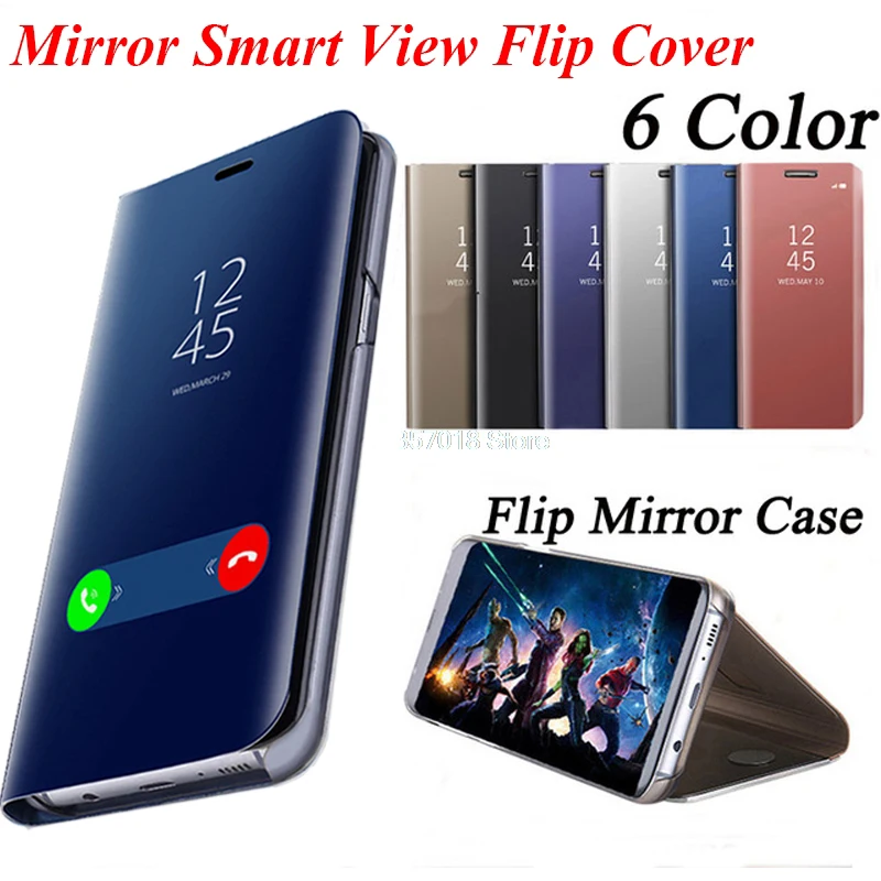 

For Samsung Galaxy S9 Plus S8 S7 S6 edge A8 2018 Note8 Case Flip Stand Smart Mirror Cover A3 A5 A7 J3 J5 J7 2017 J2 Prime Case