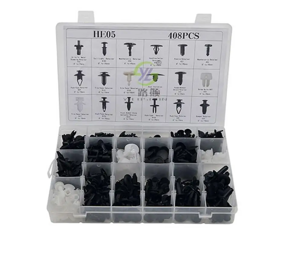 408 Pcs Plastic Car Fender Trim Panel Rivet Weatherstrip Fastener Retainer Clips