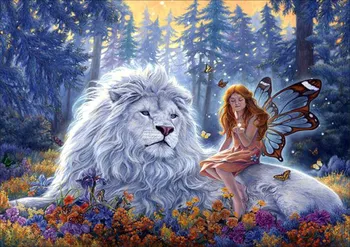 

5D diamond embroidery circle diamond special shape cartoon painting scenery lion Elf rhinestone crystal painting home decoration