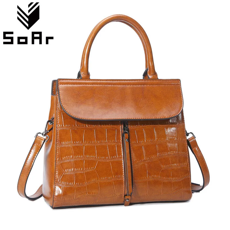 SoAr New Ladies Tote Genuine Leather Bag Women Handbags Designer Messenger Bags Famous Brand