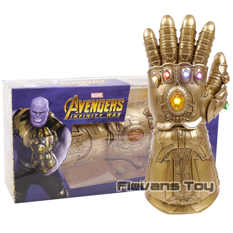 

High Quality Genuine Avengers Infinity War Thanos Infinite Glove PVC Action Figure Collectible Model Toy with LED Light 1:1