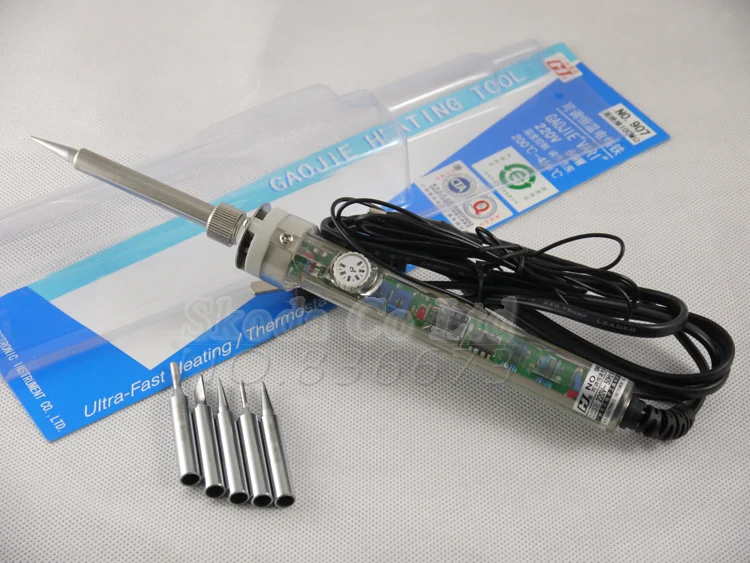 

GJ 907 Adjustable constant temperature Lead-free Internal heating electric soldering iron 220V 60W+5Pcs solder tips