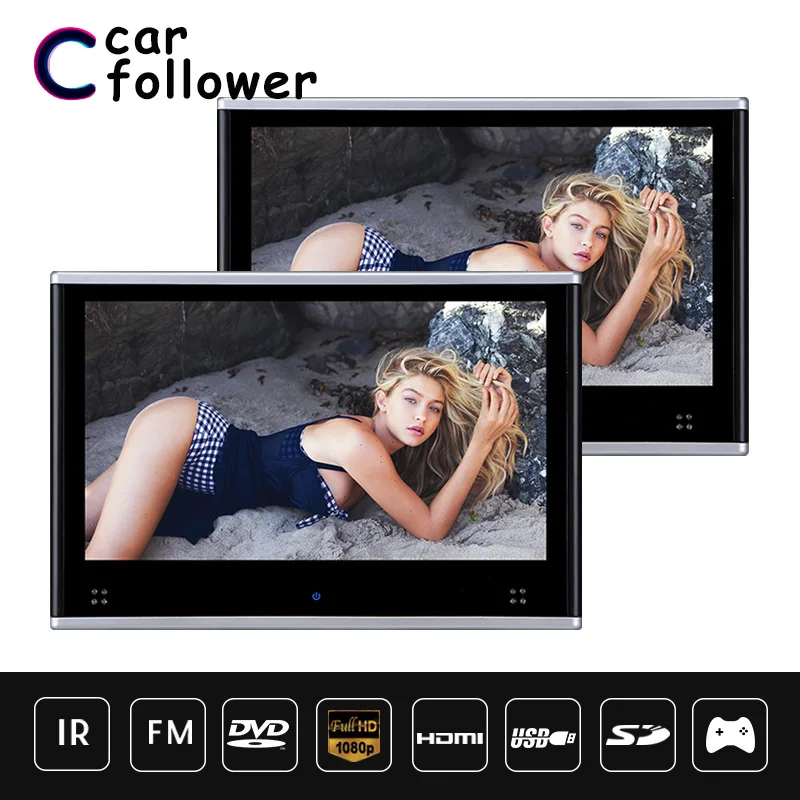 

2PCS 10.1 Inch Headrest Car Monitor HD TFT LCD Touch Screen MP5 USB/SD/HDMI/IR/FM/Game Remote Control Digital DVD Player