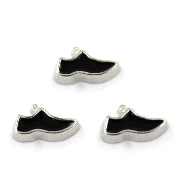 

20pcs/lot new fashion black shoes floating living memory Charms