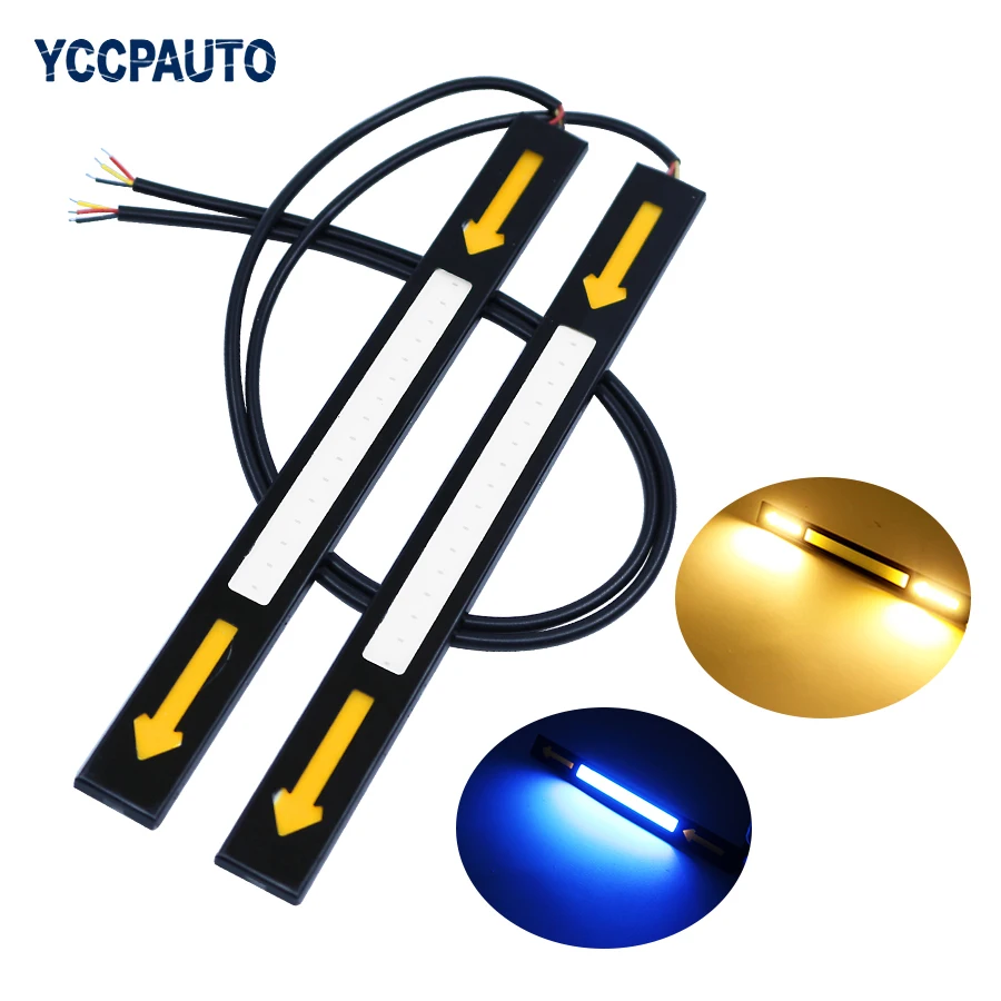 

Gfoloza Car-styling DRL Turn Signal Side Lights Arrow Panels Lights Ice Blue/White/Blue 2pcs Newest Working Driving Lamps
