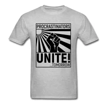 Мужская забавная футболка procrasinators Unite, летняя хлопковая одежда для отдыха, серые топы, футболки с надписями, игровая футболка с изображением кулака