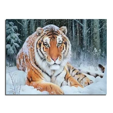 Schnee tiger 40X30 Großhandel DIY Diamant Malerei Dekoration Strass Wandaufkleber Stickerei Hand