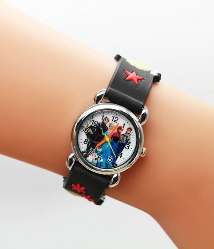 Relojes Mujer Infantil Reloj Принцесса Эльза Анна мультфильм часы 3D Детские кварцевые наручные часы