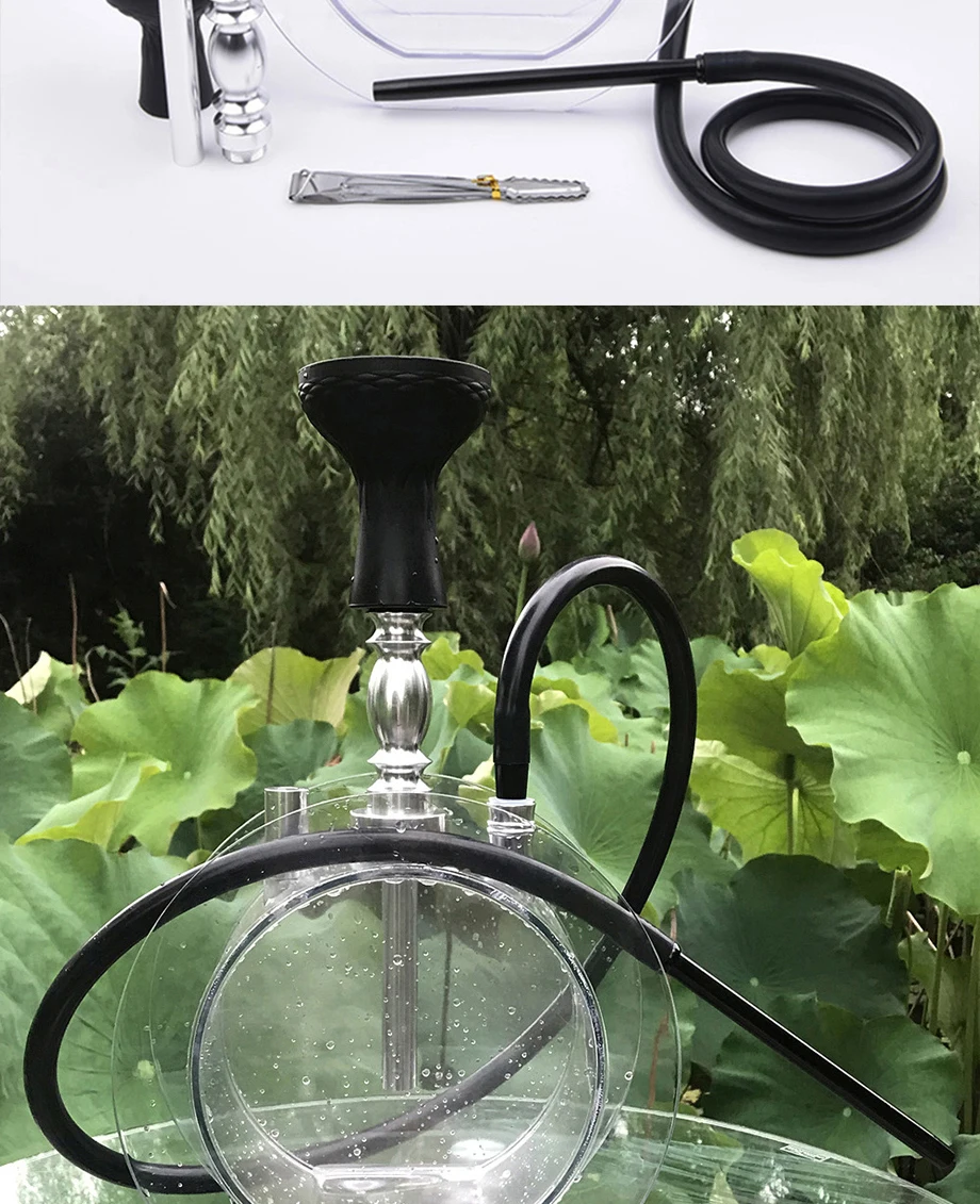 Акриловый круглый Водопровод набор кальян с трубой кальян Sheesha Chicha силиконовый шланг чаша металлические щипцы аксессуары вечерние подарок