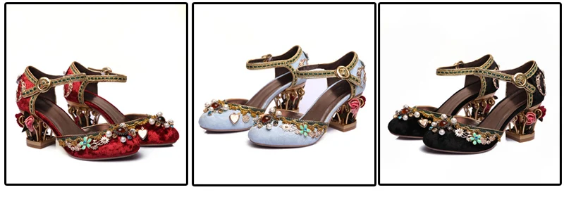 Phoentin/бархатные свадебные туфли с ремешком на щиколотке в китайском стиле; женские туфли mary jane, украшенные кристаллами и пряжкой, Жемчужный Цветок из горного хрусталя; FT267