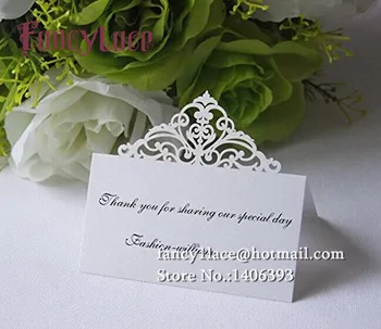 

Laser Cut Wedding Card 50PCS Crown Guest Name Place Cards Birthday Party Table Centerpieces Decoration Festive Events Supplies