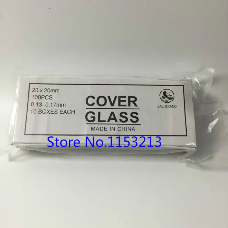 100 шт./лот одноразовые микроскоп покровное 20*20 мм Толщина 0,13-0,17 мм квадратный покровного стекла для роста крышка очки