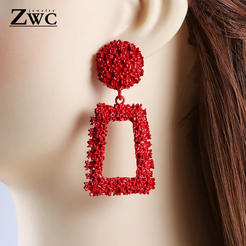 

ZWC Creative Fashion Vintage Geometric Alloy Drop Earrings for Women Girls Simple Charm Exaggerated Long Earrings Jewelry Gifts