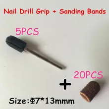 20 шт шлифовка ногтей головной убор с завязками маникюрный набор пилочек+ 5 ps дизайн ногтей салон резиновая рукоятка Дрель аксессуары для ногтей сверлильный станок