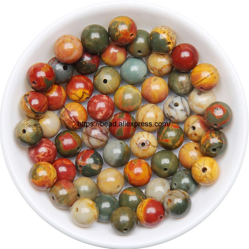 

Free Shipping Natural Stone Colorful Picasso Jaspers Round Loose Beads 15" Strand Pick Size for handmade Jewelry Making