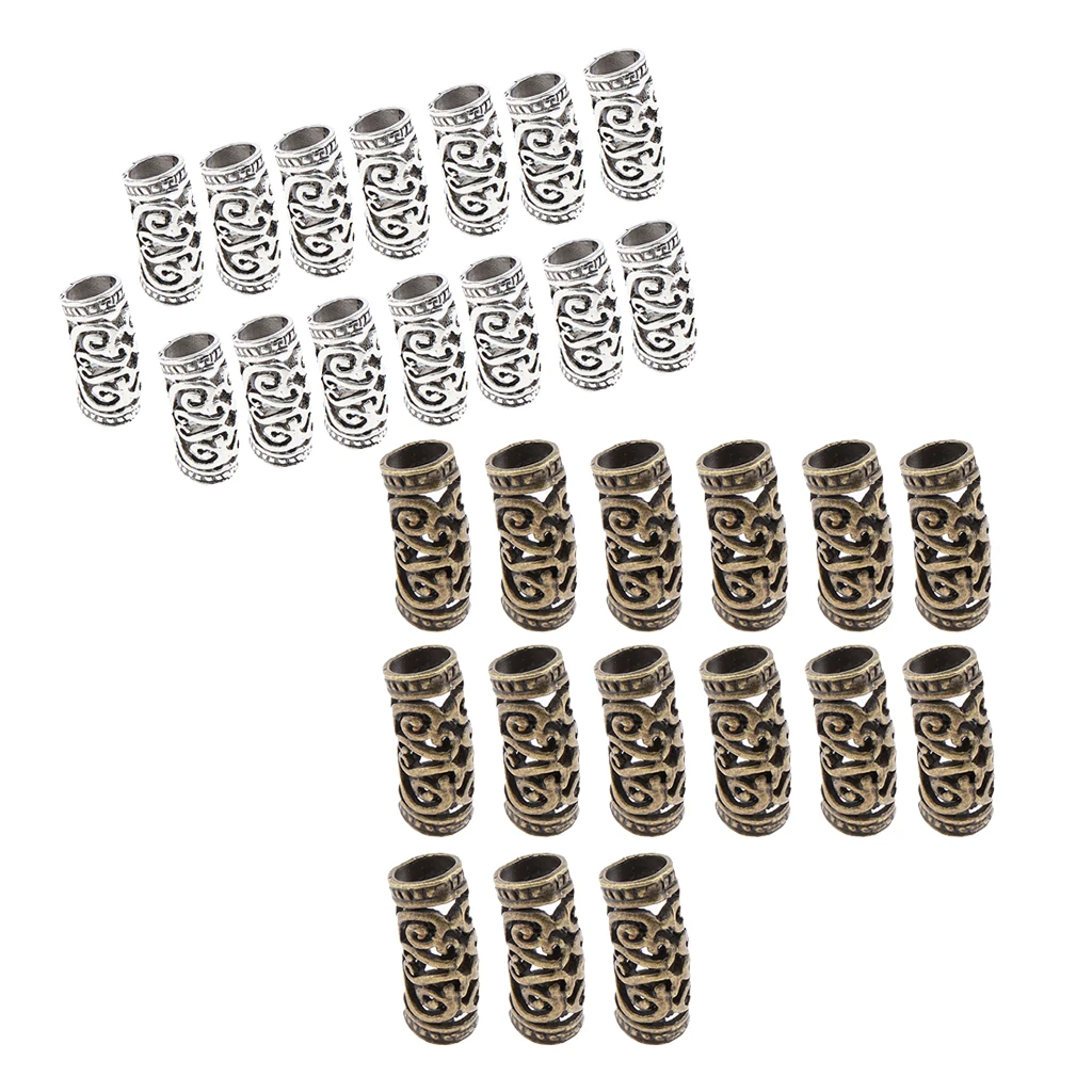 Perfeclan 30x Dreadlocks Hair Tube Beads Ring Cuffs for Beards Hair Pendants