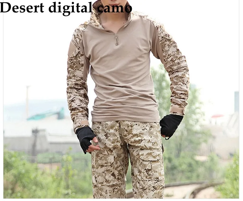 Тактическая камуфляжная Военная униформа одежда костюм для мужчин армии США Мультикам страйкбол боевая рубашка+ брюки карго наколенники