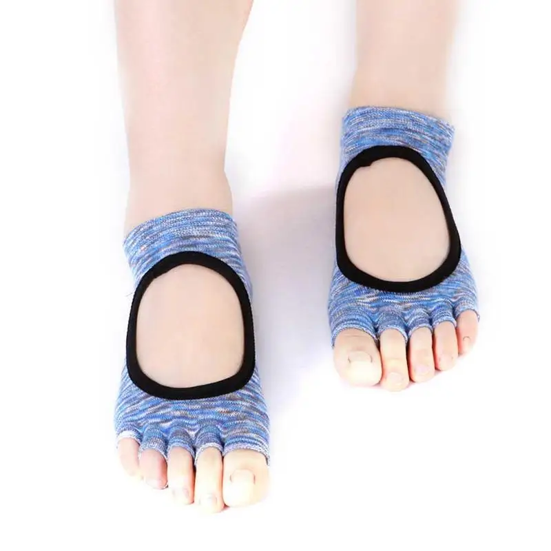 Женские носки для танцев, короткие носки для пилатеса с открытым носком, нескользящие носки для пилатеса, пять пальцев, Yogilates Meias, носки для фитнеса - Цвет: 11
