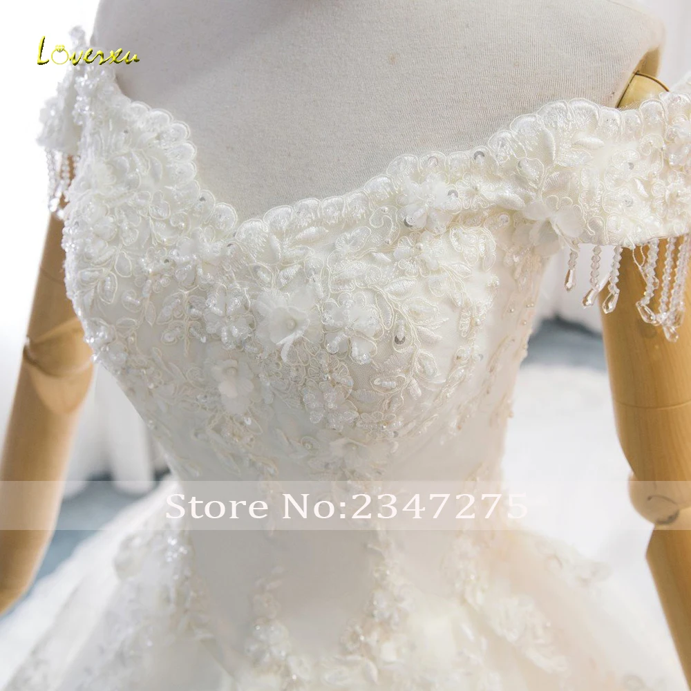 Loverxu Vestido De Noiva лодка средства ухода за кожей Шеи принцессы Свадебные платья 2019 Роскошные короткий рукав с декором из бисера из хрусталя