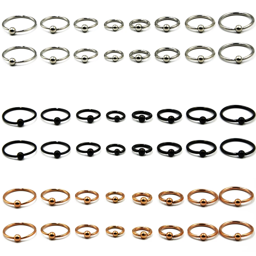 

10Pcs Stainless Steel Captive Bead Ring Lip Labret Piercing Nipple Ring Nose Stud Ear Piercing Helix Tragus Cartilage Jewelry