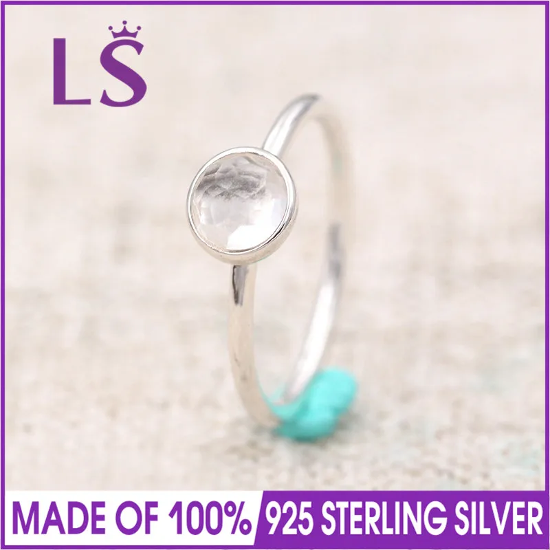 

LS 100% 925 Sterling Silver April May June Droplet Birthstone Ring For Women DIY Fashion Rings.Christmas Gifts.Wedding Rings N