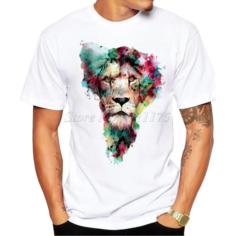 

New Arrivals 2019 Men's Fashion Painted King Design T Shirt Cool Summer Tiger Printed Tops High Quality Casual Tee