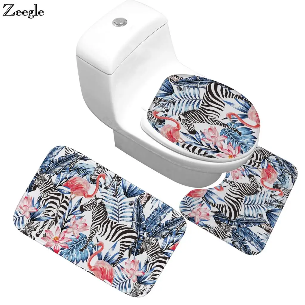 Zeegle 3 шт Non Slip Ванная комната Комплект ковриков для пьедестал коврики туалета