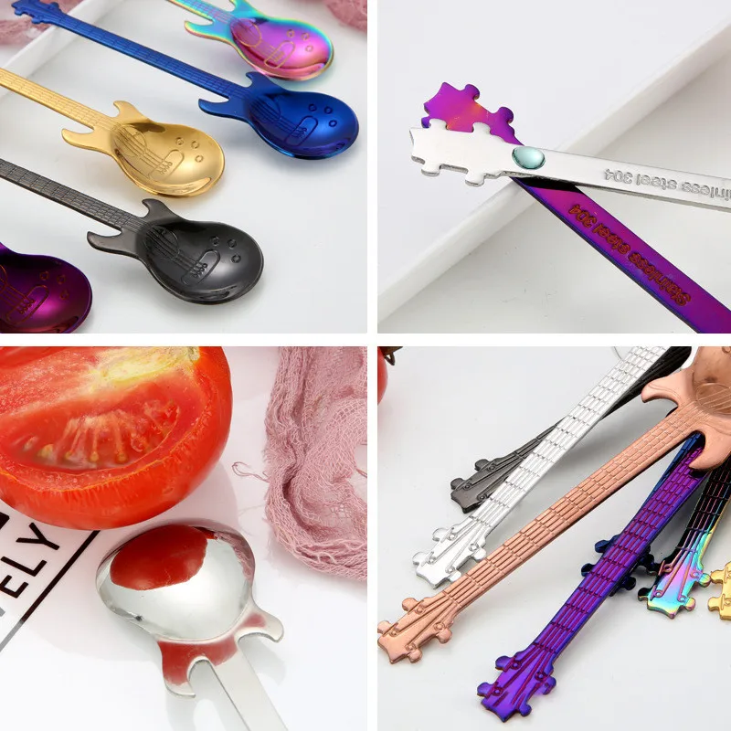 Guitar Coffee Spoon Set Stainless Steel Dessert Ice Cream Spoon Tea Spoon Coffee Accessories Flatware Drinking Tools Guitar Coffee Spoon Set Stainless Steel Dessert Ice Cream Spoon Tea Spoon Coffee Accessories Flatware Drinking Tools