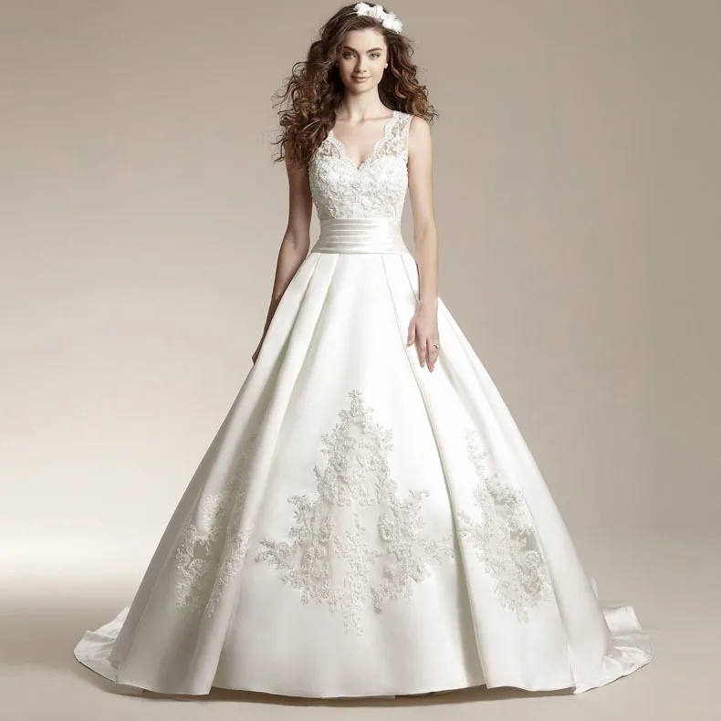 Vestido De Noiva font b Custom b font font b Made b font White Ivory Satin