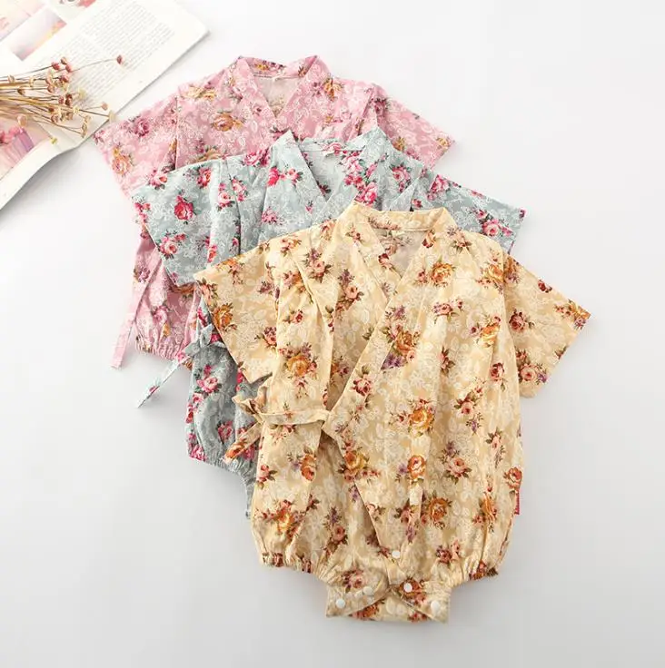 Детские пижамы высокого качества; хлопковая одежда; кимоно с цветочным принтом в японском стиле; комбинезоны для малышей; Детский комбинезон для девочек и мальчиков; одежда для сна