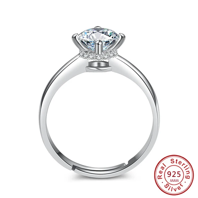 2018 Classic Luxury Solid 925 Sterling Silver Ring 2Ct Zircon Wedding Jewelry ad 2018 Classic Luxury Solid 925 Sterling Silver Ring 2Ct Zircon Wedding Jewelry ad