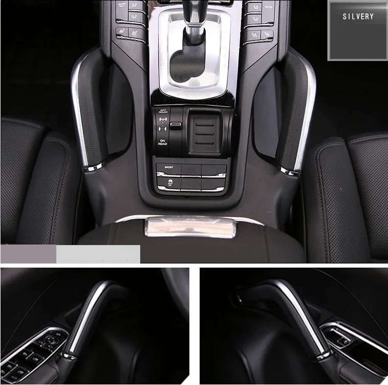 Car Styling Central Armrest box trim strips Inner Handrails decoration sequins cover 3D Stickers for Porsche Cayenne accessories