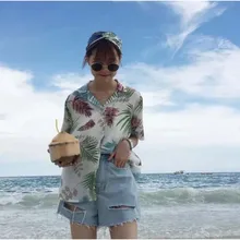 Style 2018 Tropical Chic Blouse Green Leaf Print Chiffon Top Ladies Blusas Short Sleeve Hawaii Tribal Print Holiday Beach Shirt Style 2018 Tropical Chic Blouse Green Leaf Print Chiffon Top Ladies Blusas Short Sleeve Hawaii Tribal Print Holiday Beach Shirt