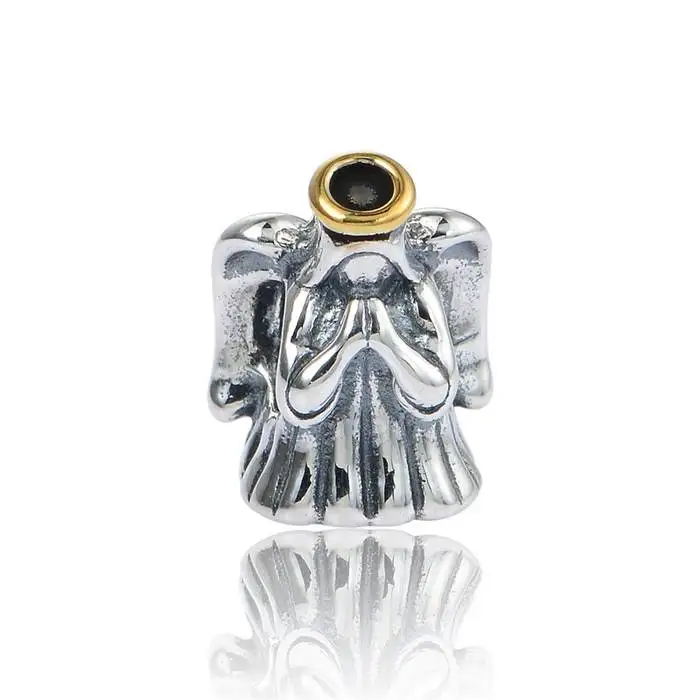 

Halo Divine Angel Christmas Charms 925-Sterling-Silver Winter New Two Tone Religious Charms Bead Fits Pandora Bracelet Jewelry
