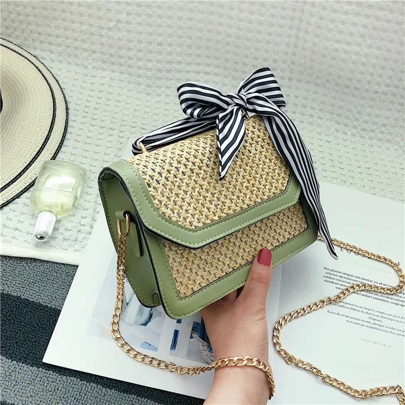 

PU+Straw Bag for Women 2019 Summer Rattan Bag Handmade Woven Bohemia Straw Beach Bags Women's Crossbody Bags Purses and Handbags