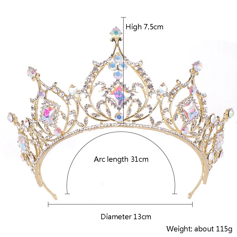 Винтажные золотые хрустальные бусины Диадема горный хрусталь королева Короны головной убор Свадебные украшения для волос женские свадебные аксессуары для волос диадема LB
