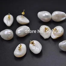 Прямая, романтические Женские Геометрические серьги Aros, 10 пар, 14-15 мм, серьги-гвоздики с натуральным жемчугом в стиле барокко