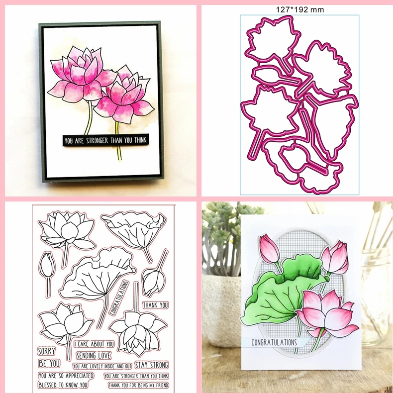 

Lotus Metal Cutting Dies And Clear Stamp DIY Embossing Handicraft Scrapbooking Paper Card Photo Album Making Stencil