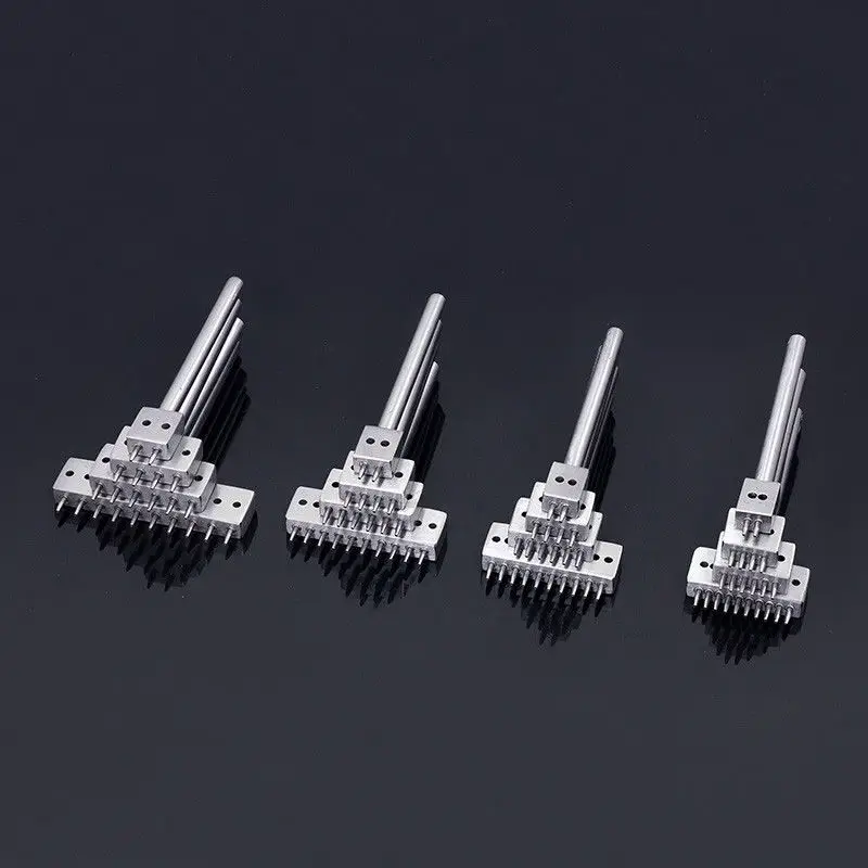 가죽 크래프트 1.0mm 둥근 구멍 펀치 행 프롱 스티칭 커터 도구, 손 바느질 구멍 2/4/6 구멍 4/5/6mm 간격