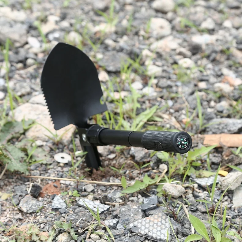 Multifunction Outdoor accessories Foldable steel tools Portable saw spade forklift shovel for camping hiking with compass (6)