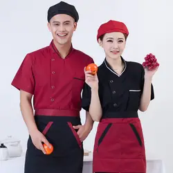 Новый летний шеф повар форма с короткими рукавами однобортный повар ресторана униформа Рабочая одежда отель Кук DZY004