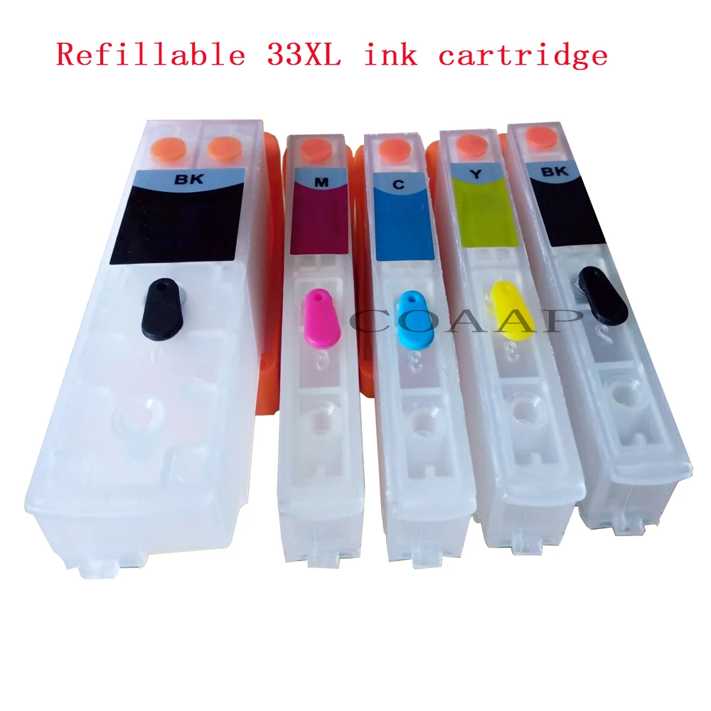 

5 PCS Refillable 33XL T3351 T3361 T3362 T3363 T3364 Empty ink cartridge kit For EPSON XP 530 540 640 645 830 Europe