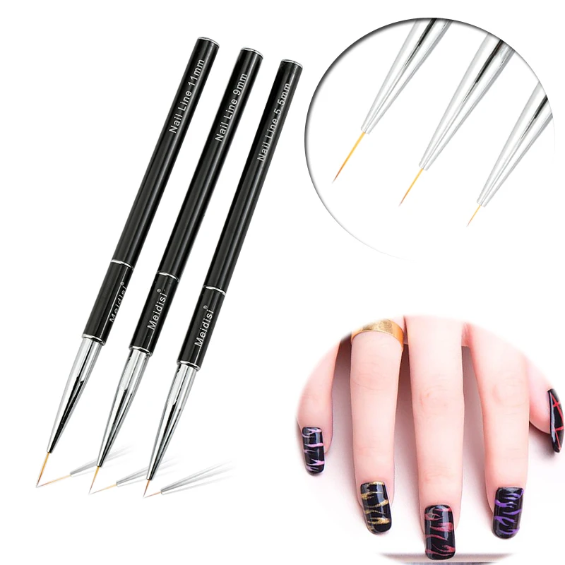 1pc Nail Liner Brush Detachable Black Alloy Gel UV Nail Art Brush