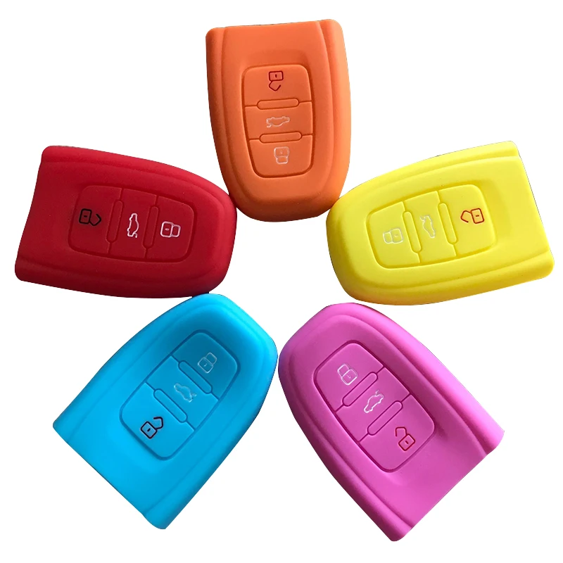 

3 Buttons Silica Gel silicone Car Key Cover Case For Audi A4 A5 A6 A7 A8 Q5 Smart Remote Car Key Case