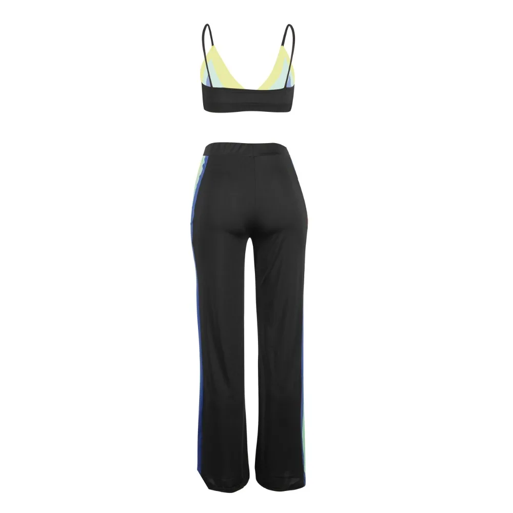 Комплект длинных штанов для йоги, цветная Женская одежда для фитнеса, костюмы для бега для женщин, спортивный бюстгальтер без рукавов, одежда для йоги, спортивный костюм, 2 шт., комбинезоны XL