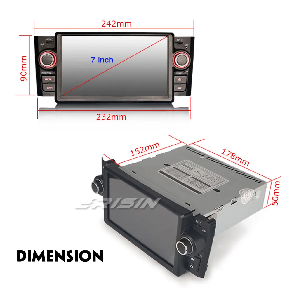 Best Erisin ES7523L 7" Android 8.0 car dvd Octa core DAB+ TPMS OBD BT 4G For Fiat Punto Linea 2
