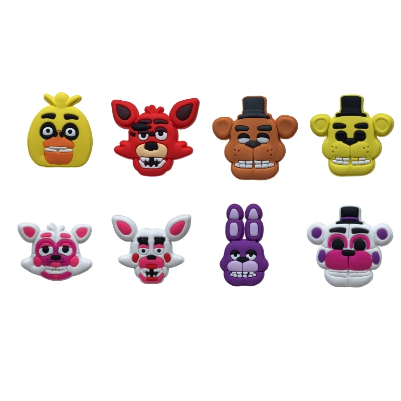 

Single Sale 1pc Five Nights at Freddy's PVC shoe charms shoe accessories shoe decoration for croc jibz Kid's Party X-mas Gift