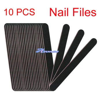 

10 PCS Black Round Nail File Nail Art Sanding Files Buffing Block Grit Tools Set