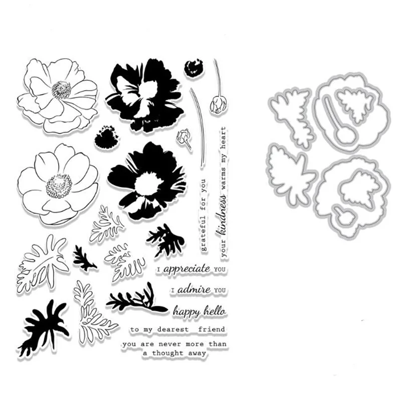 

Flower layers Transparent clear stamp/Matched Metal Cutting Die Stencil for DIY Scrapbooking Decorative Embossing card making
