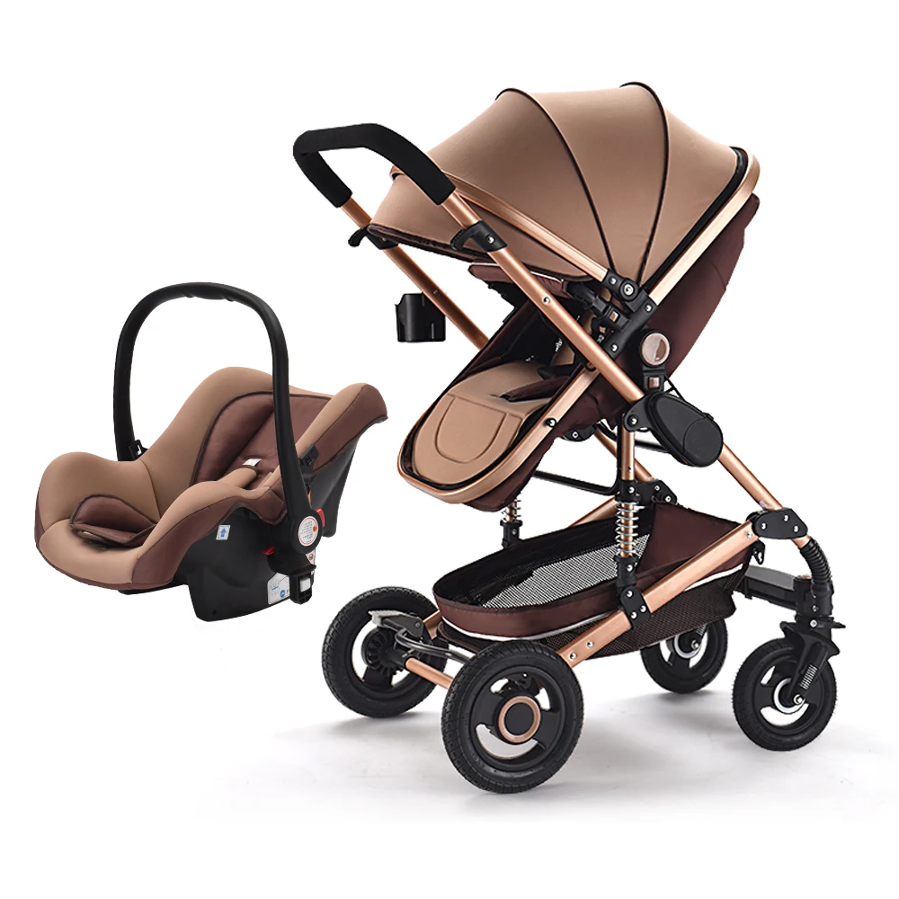 Khaki 7,8 детская коляска 3 в 1 с автомобильным сиденьем, дорожная система, детская коляска с автомобильным сиденьем, детская коляска и автомобильное сиденье для новорожденных~ 36 месяцев - Цвет: Khaki